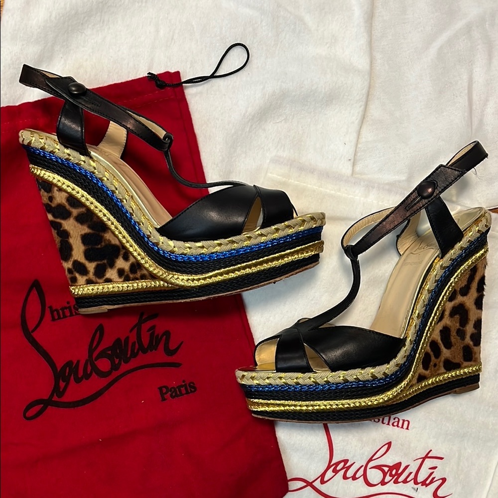 Christian Louboutin Leopard Wedge Espadrilles